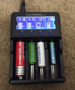 Universal Smart Battery Charger 4 Bay for Rechargeable Batteries NiMH NiCd AA AAA C Li-ion LiFePO4 IMR 18650 21700 20700 26650 14500 16340 18500 10440 18350 RCR123a LCD Display UL Listed 51 81 eXUGeJvL