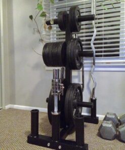 Olympic 2-inch Weight Plate Tree Rack with 6 Barbell Holders - Holds Up to 800 lbs. of Olympic Weight Plates – Workout & Lifting Equipment for Professional & Home Gym Storage Use - Assembly Required 26 81 eYEGFOlL