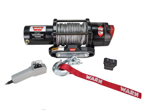 Warn ProVantage 4500-s Winch - 4500 lb. Capacity, 50' of 7/32" Synthetic Rope, Roller Fairlead, Wired Remote Control, Weather-Sealed, for ATV/UTV