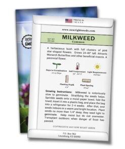 Sow Right Seeds - Milkweed Variety Seed Collection - Includes Butterfly, Common, and Showy Milkweed - Attract Monarchs and Other Butterflies to Your Garden - Non-GMO Heirloom Seeds 15 81 k2qJ0A1L