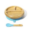 Avanchy Baby Plates Divided Bamboo with Suction for Babies Kids Toddler Food with Silicone Spoon for Feeding (Blue) Blue 5 81 lBVpATJL