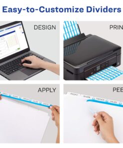 Avery 5-Tab Binder Dividers, Easy Print & Apply Clear Label Strip, Index Maker, White Tabs, 25 Sets (11446) 5 tab 7 81 ln07ewHL