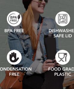 Mighty Mug Plastic Travel Mug, No Spill Double Wall Tumbler, Cold/Hot, Cup-Holder Friendly, Dishwasher Safe, (Black, 12oz) Black 12 ounces 10 81 pi2AGV8L