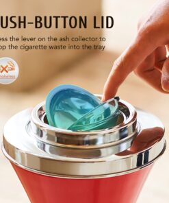 CO-Z Standing Ashtray for Outdoor Patio, Cigar Ashtrays for Cigarette Butt Receptical with Detachable Container, Contemporary Retro Ash Tray Sets for Weed 22 in. Height, Red 12 81 pooSSBQL