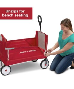 Radio Flyer 3-In-1 EZ Folding, Outdoor Collapsible Wagon for Kids & Cargo, Red Folding Wagon Canopy 48 81 qzxnHz2L