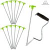 TARPATOP Galvanized 10” Tent Pegs – 12 Heavy Duty Anchoring Stakes with Green Stopper - 1 Peg Puller – Accessory Tool for Hikers, Campers and Farmers – for Gardening, Canopies, Beach Shades and Tarps