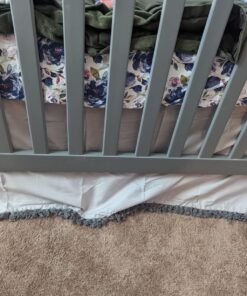 NoJo Solid Crib Skirt/Dust Ruffle with Fringe and 18" Drop, Grey Grey - Fringe 9 81 r9hP80vL