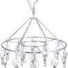 Pro Chef Kitchen Tools Clothes Drying Rack - Round Clothing Racks - Laundry Portable Clothesline Includes 18 Metal Clothespins Hanger Clips Set - Baby Clothes Storage Closet - Herb Hanging Air Dryer 15 81 sqOJ1m8L