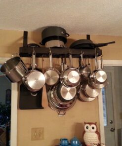 Old Dutch Wall-Mount Bookshelf Pot Rack with Grid & 12 Hooks, Oiled Bronze, 36.25" x 9" x 11.5" 32 81 vCNmCQnL 1