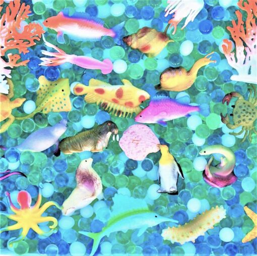 SENSORY4U Dew Drops Water Beads Ocean Explorers Tactile Sensory Kit - 26 Sea Animal Creatures Included - Great Fine Motor Skills Toy for Kids