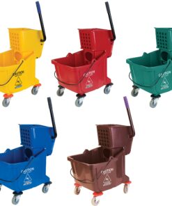 Carlisle FoodService Products Mop Bucket with Side-Press Wringer for Floor Cleaning, Restaurants, Offices, And Janitorial Use, Polyproylene, 26 Quarts, Blue 18 81 y4AAsweL