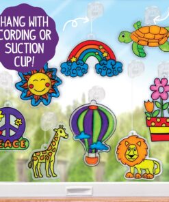 Made By Me Create Your Own Window Art, Paint Your Own DIY Suncatchers, Fun Staycation Activity or Birthday Party Idea, Arts and Craft Kits for Kids Ages 6, 7, 8, 9 28 81 yXn27KFL
