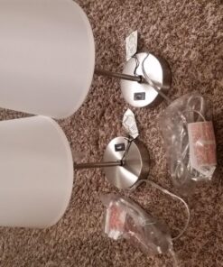 360 Lighting Justin 18" High Small Modern Accent Table Lamps Set of 2 USB Port Pull Chain Silver Finish Metal White Shade Living Room Charging Bedroom Bedside Nightstand House Office Home Justin Silver 50 81 ywnlehtL