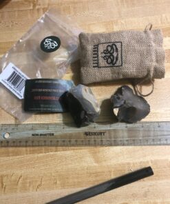 KonvoySG English Flint Stone Rock for Use with A Carbon Steel Striker (not Included) for Bushcraft, Survival and Camping Activities. Comes in an Emergency Tinder Jute Bag. 18 810 0Hz6JL