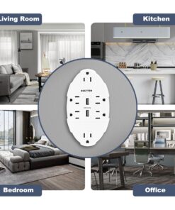 BESTTEN USB Wall Outlet Surge Protector with 2.4A Dual USB Charging Ports and 6 Grounded Outlets, 15A/125V/1875W, ETL Listed, White 1 26 810 7xbrHXL