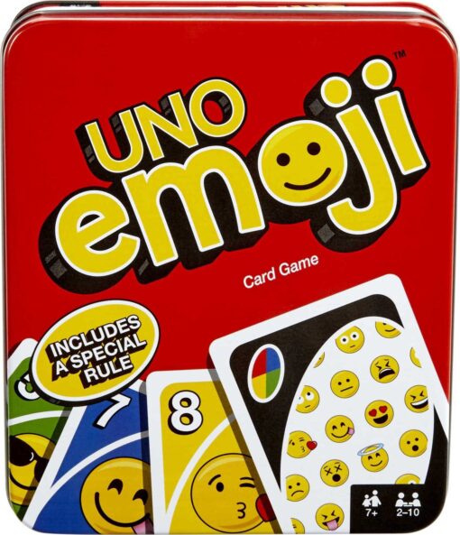 UNO Emoji Card Game for Family Night, Travel Game with Emoji Graphics & Special Rule for 2-10 Players