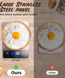 【NASA-Grade】33lb Food Kitchen Digital Scale,【Bread Meat Cookies Measures Precisely】Weight Grams and Ounces for Baking Cooking,1g/0.1oz Precise Graduation,304 Stainless Steel,Waterproof Tempered Glass 30 8102Svzw8L