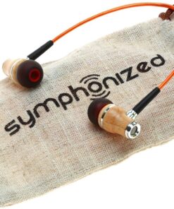 Symphonized NRG 2.0 Wood Earbuds Wired, in Ear Headphones with Microphone for Computer & Laptop, Noise Isolating Earphones for Cell Phone, Ear Buds with Booming Bass (Orange) Orange 16 8103OgrWApL