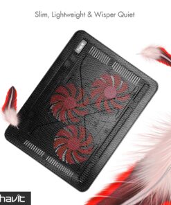 Havit HV-F2056 15.6-17 Inch Laptop Cooler Cooling Pad - Slim Portable USB Powered (3 Fans) (Black+Red) Black+Red 30 8105fc1gDWL