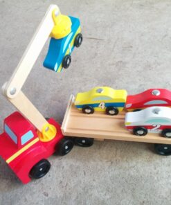 Melissa & Doug Magnetic Car Loader Wooden Toy Set With 4 Cars and 1 Semi-Trailer Truck - Crane Wooden Toy, Vehicle Toys For Kids Ages 3+ 50 8106wi5AJJL