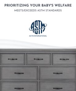 Evolur Belmar Double Dresser in Rustic Grey, Comes Assembled, Included Anti-Tip Kit, Seven Spacious Drawers, Dresser For Nursery, Bedroom, Wooden Nursery Furniture 33 x 18 x 54 inches 15 8107Veh24BL