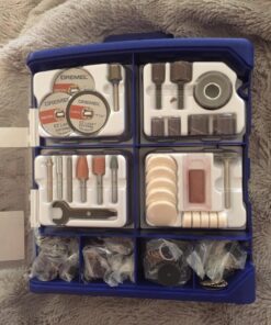 Dremel Rotary Tool Accessory Kit- 710-08- 160- EZ Lock Technology- 1/8 inch Shank- Cutting Bits, Polishing Wheel And Compound, Sanding Disc And Drum, Carving, Sharpening, And Engraving 160-Pieces 31 8107rX9mDL
