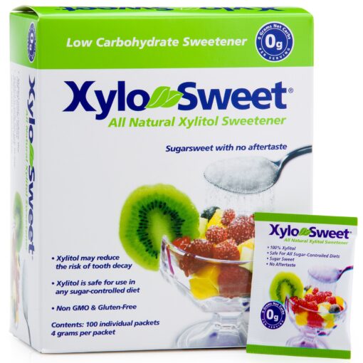 Xlear XyloSweet Non-GMO Xylitol Sweetener - Natural Sweetener Sugar Substitute, Granules, 100 Packets (Pack of 2) 0.88 Pound (Pack of 2)