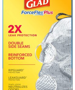 Glad ForceFlexPlus Tall Kitchen Drawstring Trash Bags - 13 Gallon Grey Trash Bag, Fresh Clean with Febreze Freshness 68 Count 35 8108qztgjWL