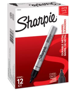 SHARPIE Metal Barrel Permanent Markers, Chisel Tip, Black, 12 Count 12-Count 14 810DtlhkHnL