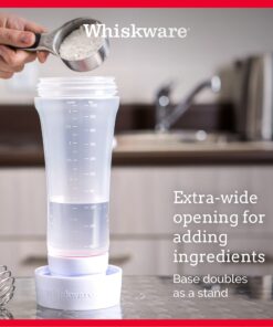 Whiskware Pancake Batter Bottle with BlenderBall Wire Whisk, Pancake Batter Dispenser Bottle for Baking Pancakes, Cupcakes, Muffins, Crepes, and More,White 19 810EgwZQ82S