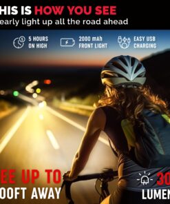 Bike Lights for Night Riding, USB Rechargeable Shark 300 Ultra Bright LED Bike Lights Front and Back Safety Tail Light Included, Bicycle Light Compatible with Mountain, Road, Kids & City Bicycles Black Combo 59 810FoEgGAAL