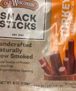 Old Wisconsin Turkey Sausage Snack Sticks, Naturally Smoked, Ready to Eat, High Protein, Low Carb, Keto, Gluten Free, 6 Ounce Resealable Package 31 810HKMQsddL