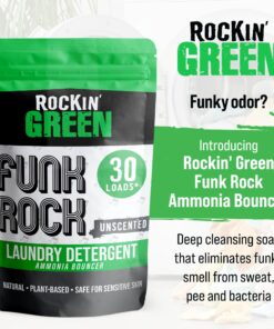 Rockin' Green Laundry Detergent, Plant based, All Natural Laundry Detergent Powder, Vegan and Biodegradable Odor Fighter, Safe for Sensitive Skin (Funk Rock Ammonia Bouncer 30 Loads - Unscented) Funk Rock 11 810HYaeovHL