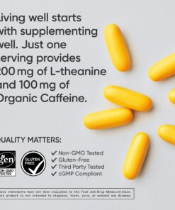 Sports Research L-Theanine Supplement with Caffeine & Coconut MCT Oil - Focused Energy, Alertness & Relaxation Without Drowsiness - 200mg L Theanine, 100mg Organic Caffeine - 60 Liquid Softgels 17 810J2KIGtEL