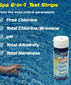 AquaChek SPA 6-in-1 Test Strips - Spa Test Strips for Total Bromine, Total Chlorine, Free Chlorine, pH, Total Alkalinity, and Total Hardness - Professional Water Quality Testing Kit (50 Strips) 1-Pack 8 810JyLeVbvL