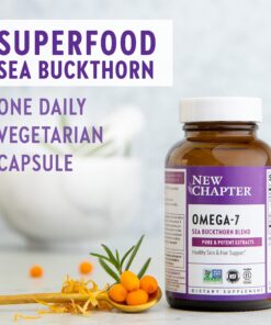 New Chapter Supercritical Omega 7 with Sea Buckthorn + Plant Sourced Fatty Acids + Omega 7 + Non-GMO Ingredients - 60 Vegetarian Capsule Unflavored 60 Count (Pack of 1) 10 810LFiBG3wL