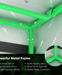 VIVOSUN S558 5x5 Grow Tent, 60"x60"x80" High Reflective Mylar with Observation Window and Floor Tray for Hydroponics Indoor Plant for VSF6450 60"x60"x80" Black 40 810N 4KwA8L