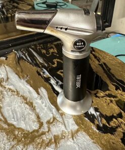 TBTEEK Butane Torch, Kitchen Torch Cooking Torch with Safety Lock & Adjustable Flame for Cooking, BBQ, Baking, Brulee, Creme, DIY Soldering(Butane Not Included) Silver 34 810OCCe6ISL