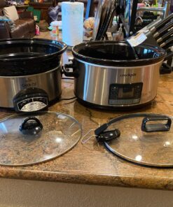 Crock-Pot 7 Quart Portable Programmable Slow Cooker with Timer and Locking Lid, Stainless Steel 56 810OmplmhyL