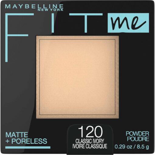 Maybelline Fit Me Matte + Poreless Pressed Face Powder Makeup & Setting Powder, Classic Ivory, 1 Count 120 CLASSIC IVORY 0.29 Ounce (PACK OF 1)