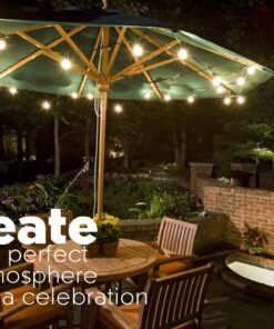 Sunlitec Solar String Lights Waterproof LED Indoor/Outdoor Hanging Umbrella Lights with 25 Bulbs - 27 Ft Patio Lights for Deckyard Tents Market Cafe Gazebo Porch Party Decor 25 Light Bulb 28 810RBGTu8LL