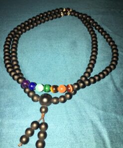 COAI 108 Japa Mala 7 Chakra Stone Wrap Bracelet Necklace Matte Onyx 39 810RXaDlUL