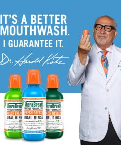 TheraBreath Fresh Breath Mouthwash, Icy Mint Flavor, Alcohol-Free, 16 Fl Oz (Pack of 2) Adult 16 Fl Oz (2-Pack) 23 810RlBZ8KML