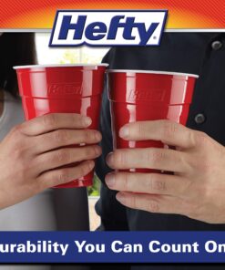 Hefty Party On Disposable Plastic Cups, Red, 18 Ounce, 50 Count (Pack of 3), 150 Total 50 Count (Pack of 3) 13 810SA7P4oPL
