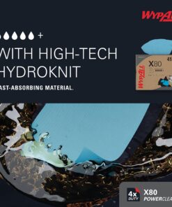 WypAll Power Clean X80 Heavy Duty Towels, Brag Box, 41041(02) 8294 (001) Blue, 1 Box with 160 Sheets 160 Count (Pack of 1) 16 810SLIYTQLL