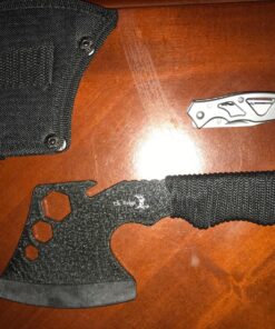 Elk Ridge - Outdoors Axe - 8-in Overall, 4-in Black Stainless Steel Axe Blade, Full Tang Construction, Black Cord Wrapped Handle, Nylon Sheath - ER-272, One Size 5 810TQANZ2IL