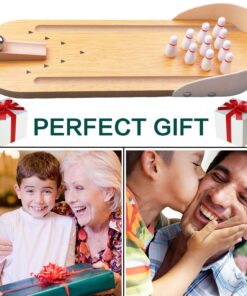 Table Top Mini Bowling Game Set-Tabletop Wooden Board Mini Arcade Desktop Tiny Bowling Shooting Alley Office Desk Stress Relief Gadgets Small Finger Toys Fun Gag Gifts for MenWomen Kids Teens Boys 16 810TTMarJHL