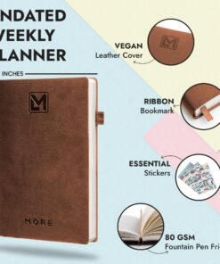 Little More Undated Planner Weekly and Monthly for Productivity - Goals Planner, Adhd Planner, To Do List Notebook - A5 (5.5”x8.5") Weekly Monthly Planner Undated with Stickers - Brown A5 - Undated Weekly & Monthly 7 810UMoAHlhL