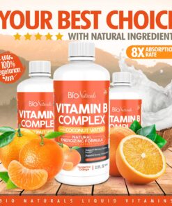 Bio Naturals Vitamin B Complex Liquid Supplement - 100% Natural Energy Boost with Vitamins B1 B2 B3 B5 B6 B12 & Organic Coconut Water for Stress, Mental Focus & Healthy Immune System - 32 fl oz 19 810UklprqzL