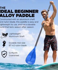 Alternative view of SUP Paddle - 3 Piece Paddle Board Paddles Adjustable - Lightweight, Durable & Packable for Travel - Floating Paddle Board Paddle w/High-Grade Aluminum Shaft & Nylon Blade for Efficient Strokes Blue